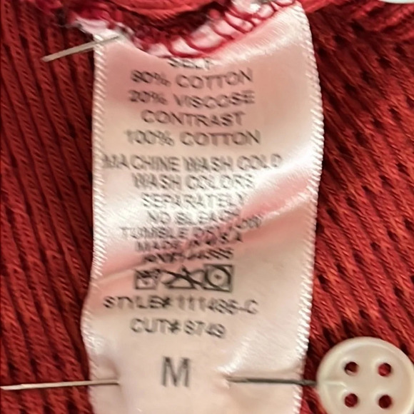 Braeve Scoop Neck Thermal Knit Tunic Top in Brick - Size Medium - Picture 6 of 6